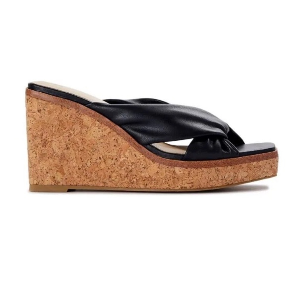 Time and Tru Black Cork Wedges